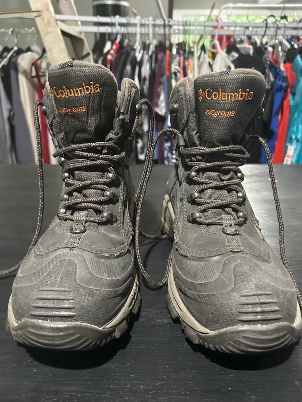 Columbia Gray Hiking Boots with Orange Logo Accent